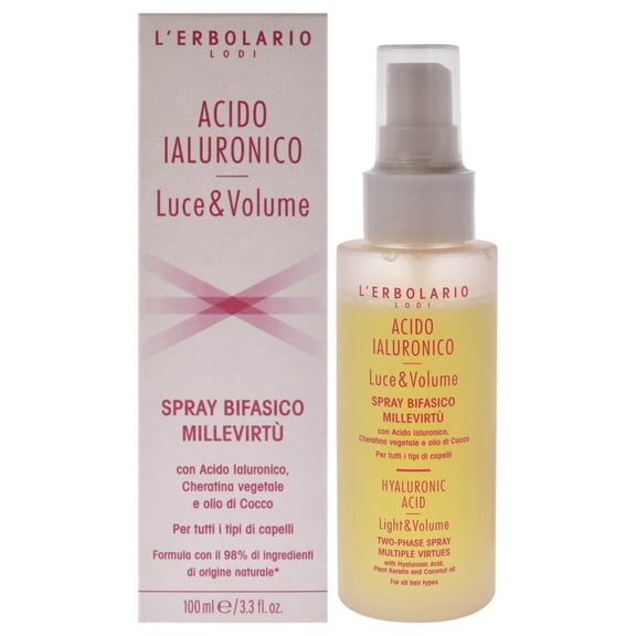 L'Erbolario Hyaluronic Acid Two Phase Spray, Hair Mist Spray, 3.3 oz