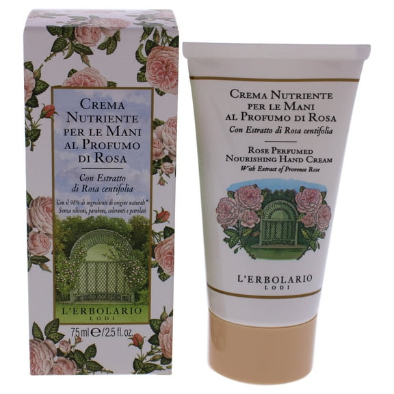 L'Erbolario Rose Perfumed Nourishing Hand Cream, Scented Hand Cream, 2.5 oz