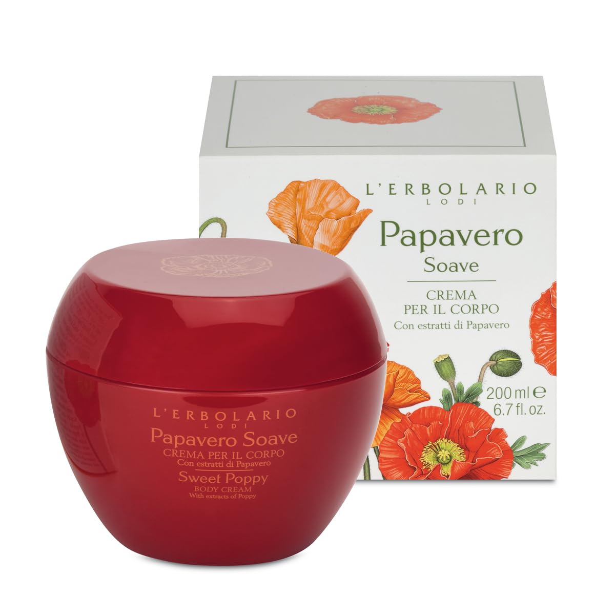 L’Erbolario Sweet Poppy Body Cream Moisturizing Cream for Dry Skin
