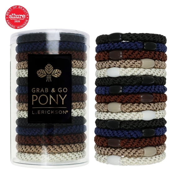 L. Erickson Grab & Go Pony Tube - Neutral - 15 Pack Hair Ties
