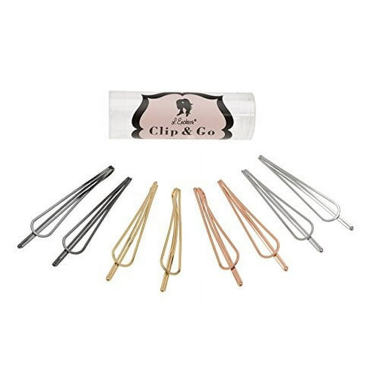 L. Erickson Metal Drop Bobby Pin Clip & Go 8-Pack -  Gunmetal/Silver/Gold/Rose Gold