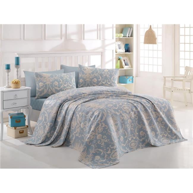 L-Essential Maison 162ELR5115 92.52 x 0.16 x 62.99 in. Tuval Single Pique Bedspread - Blue