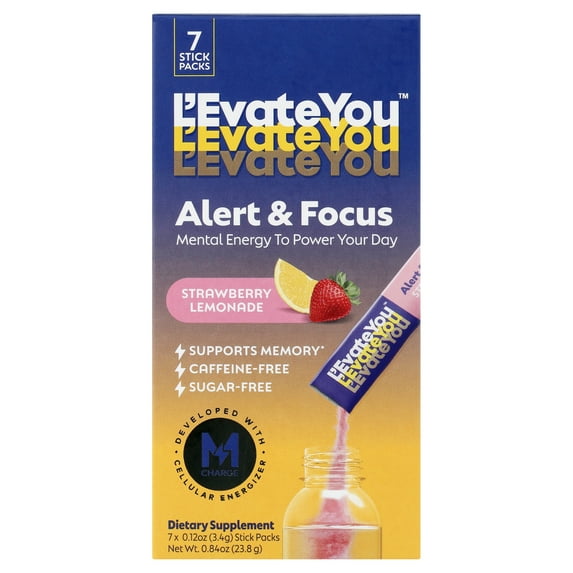 L'Evate You Alert & Focus Strawberry Lemonade Stick Pack Powders 7ct