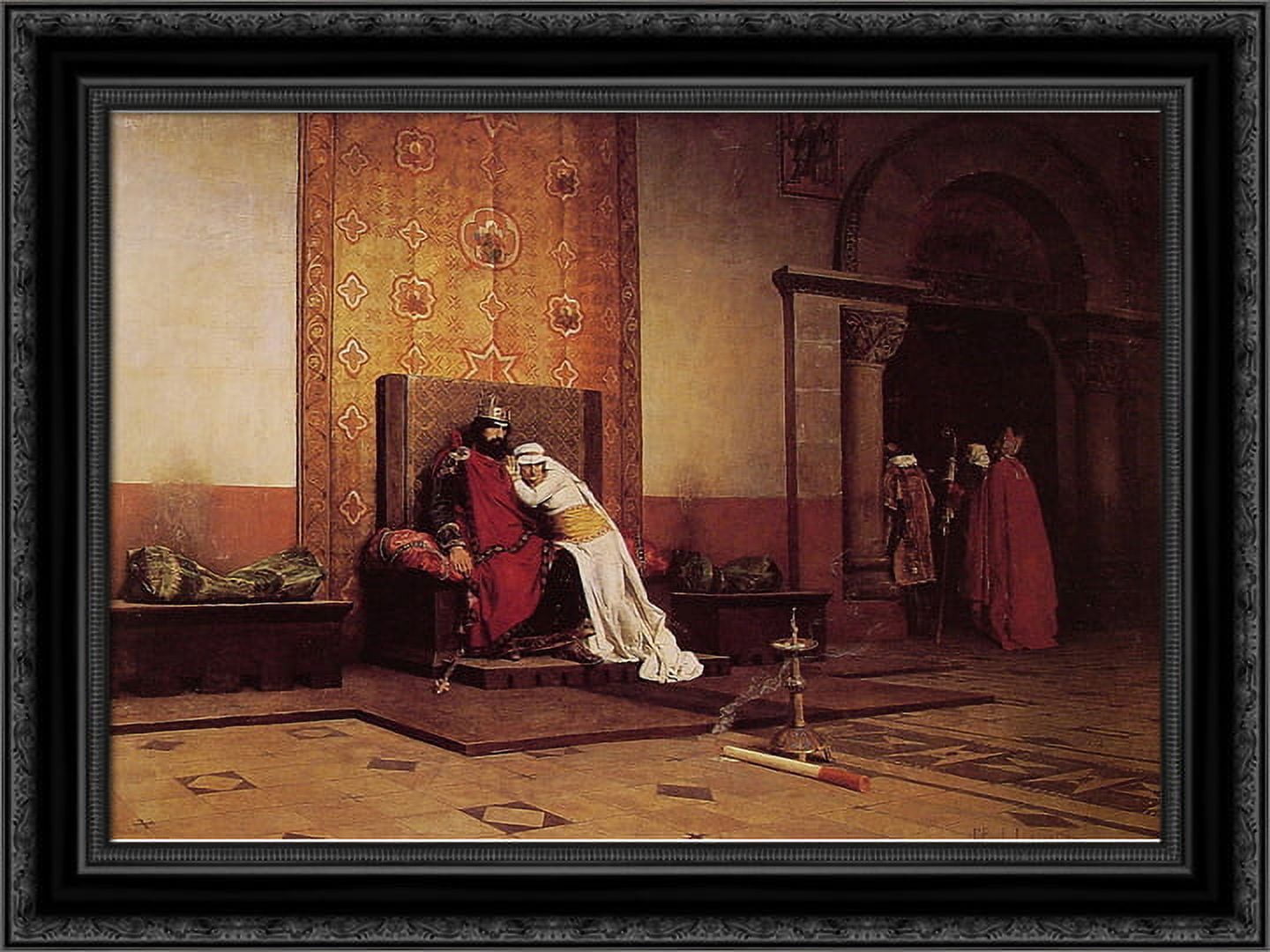L'Excommunication de Robert le Pieux 24x19 Black Ornate Wood Framed Canvas Art by Laurens, Jean Paul