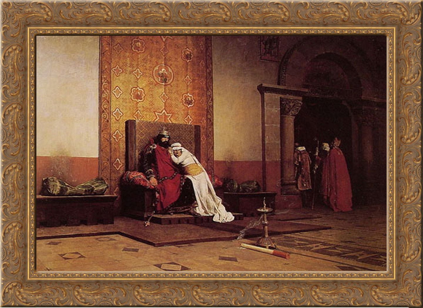 L'Excommunication de Robert le Pieux 24x19 Gold Ornate Wood Framed Canvas Art by Laurens, Jean Paul