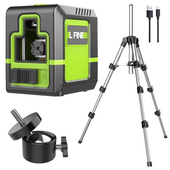 L FINE Self-Leveling Laser Level with Tripod, Green Cross Line, Plastic Housing, Ideal for Picture Hanging, Tile Installation, Home Renovation