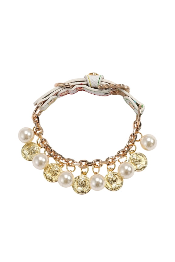L Faux Pearl Adjustable Dog Cat Collar Soft Ceramic Balls For Small Medium Pets Necklace
