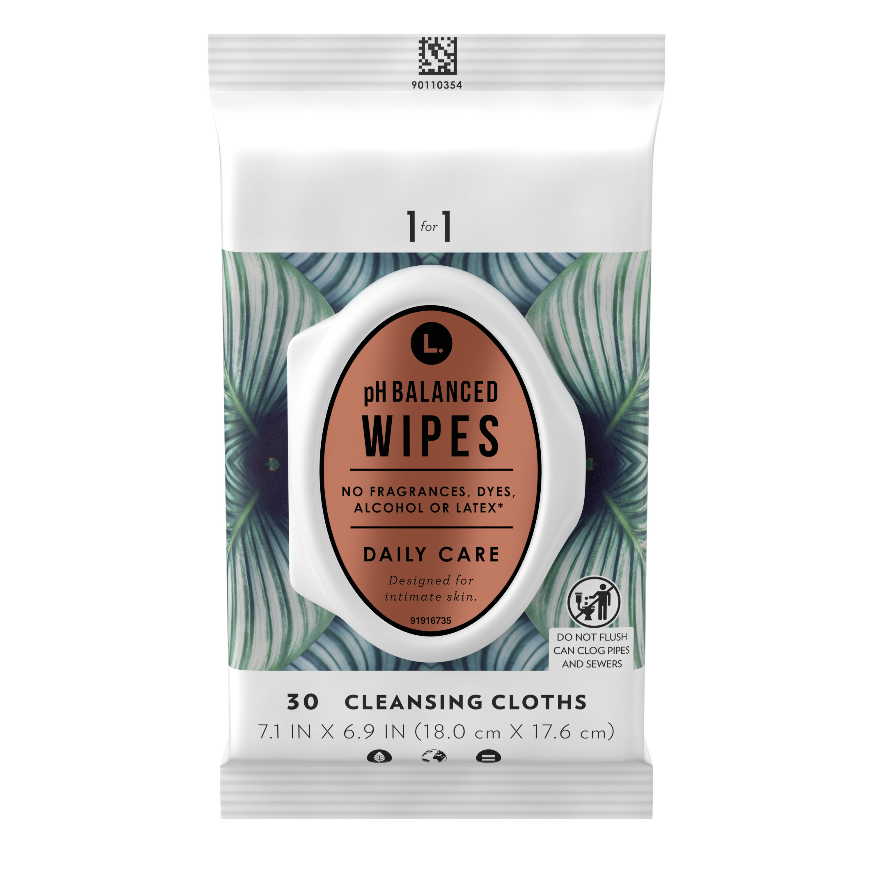 L. Fragrance Free Wipes, pH Balanced, Hypoallergenic, 30 Count - image 1 of 5