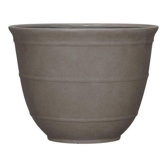 L&G 7036459 9.6 x 12 x 12 in. Polyresin Brighton Planter, Mocha