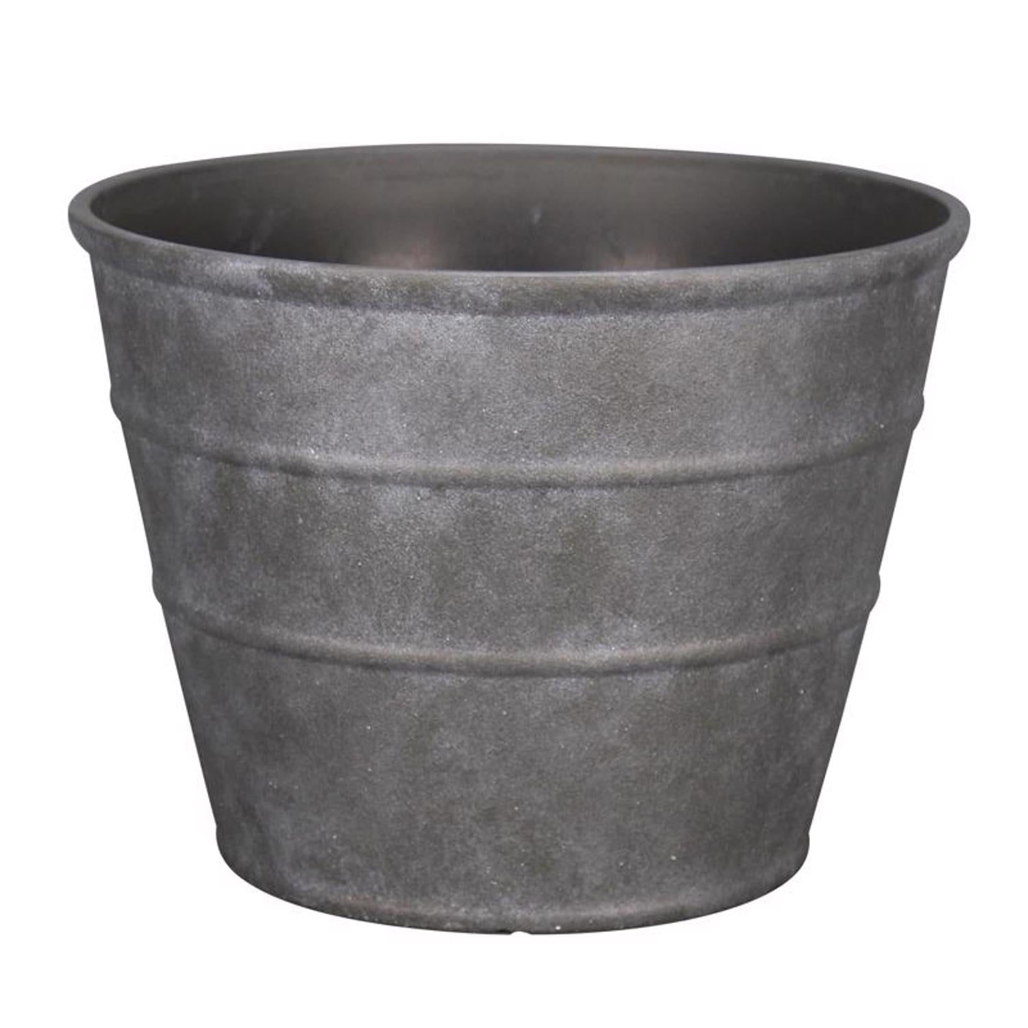 Hamilton Charcoal Round Polyresin Indoor/Outdoor Planter, 16 in. Diameter