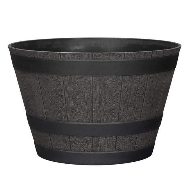 Brown 9" x 14" Wood-Resin Whiskey Barrel Planter