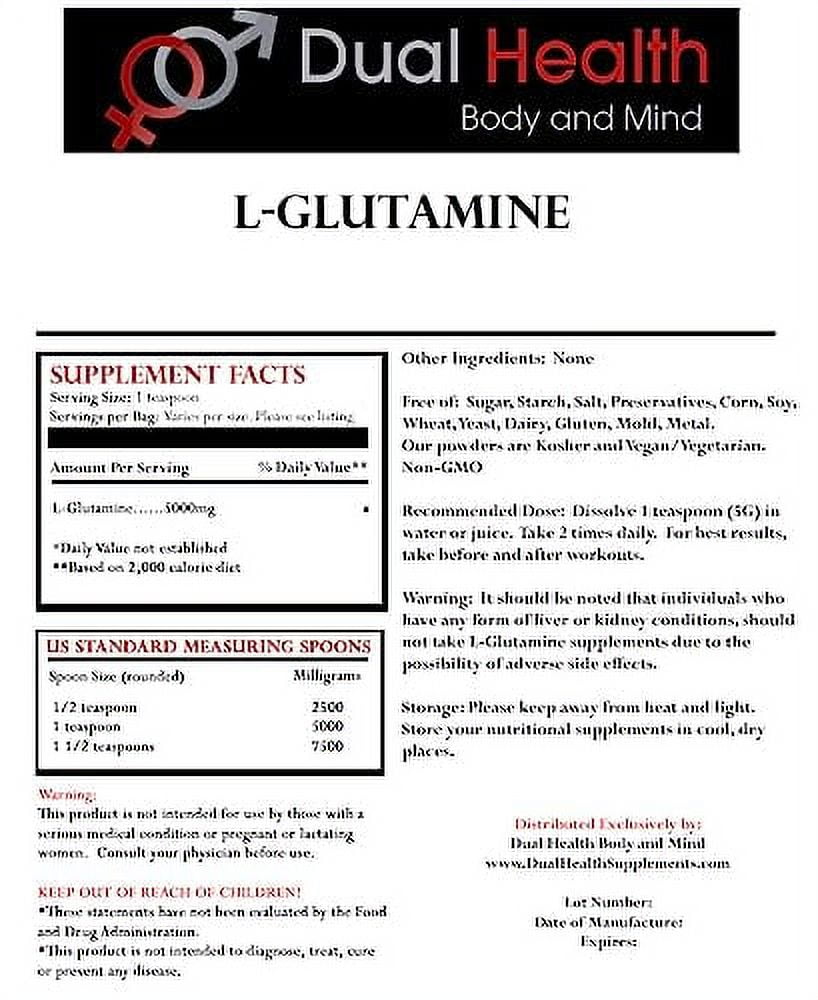 LGlutamine (1000 Grams 2.2 lbs) Pure Powder 5000mg Free Form Bulk