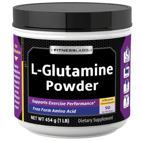 L Glutamine Powder 5000mg | 1 lb | Vegetarian, Non-GMO, Gluten Free | by Fitness Labs