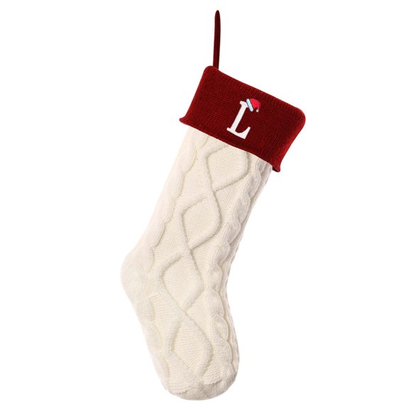 L Holiday Stocking With Embroidered Letters For Candy And Gift Giving