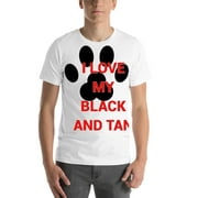 L I Love My Black And Tan Virginia Foxhound Paw Print Short Sleeve Cotton T-Shirt By Undefined Gifts