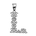 thumbnail image 1 of L" INITIAL IN CELTIC KNOT PATTERN WHITE GOLD PENDANT NECKLACE WITH DIAMOND :  14K  Pendant with 20" chain, 1 of 1