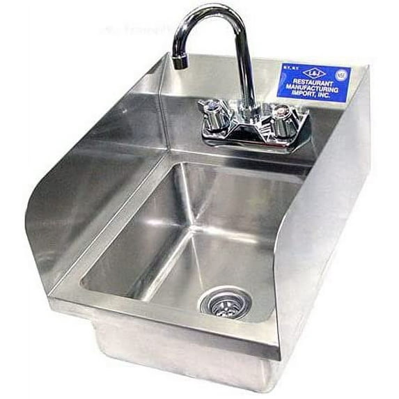 L & J Manufacturing 8 Inch x 10 Inch x 5 Inch Economy Wall-Hung Hand Sink with Side Splashes - WHS1212-5D-2