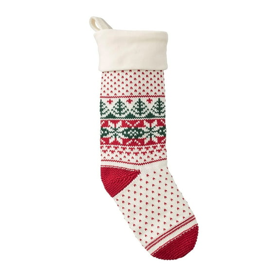 L.L.Bean Fair Isle Knit Christmas Stocking Cream Fair Isle (1000199277)
