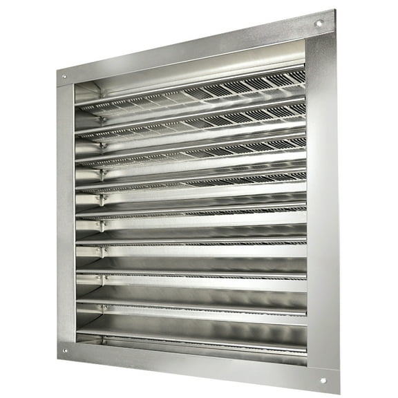 Master Flow DA1212 Dual Louver, 14-3/4 in L, 14-1/2 in W, Aluminum, White, Mill