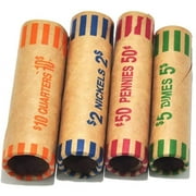 L LIKED 256 Assorted Preformed Coin Wrappers Rolls - Quarters, Pennies, Nickels and Dimes (256 Assorted)