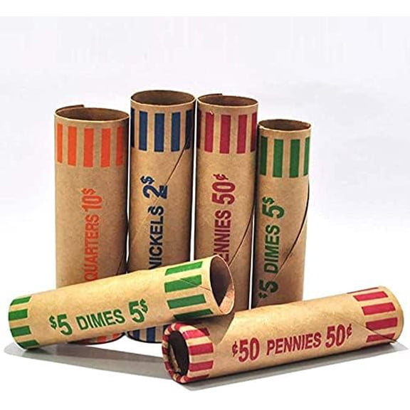 L LIKED 256 Assorted Preformed Coin Wrappers Rolls - Quarters, Pennies, Nickels and Dimes (256Assorted)