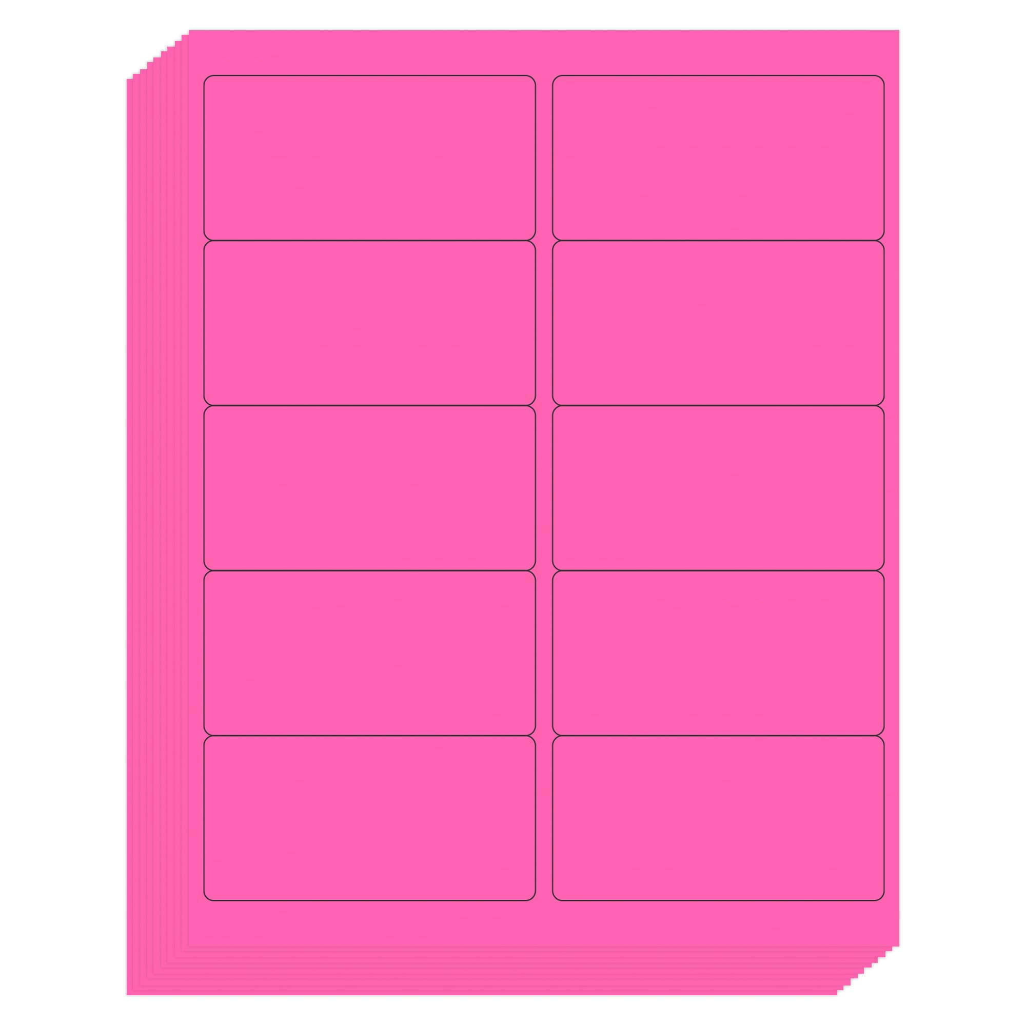 L LIKED 30 Sheets Fluorescent Pink Labels, 2"X4" Neon Colored Labels