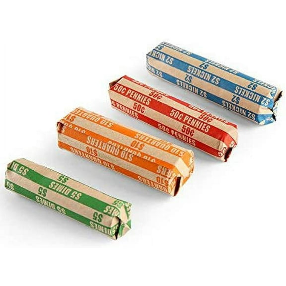 L LIKED 500 Assorted Bundle Flat Striped Coin Wrappers, 125 of Each (500 Assorted)