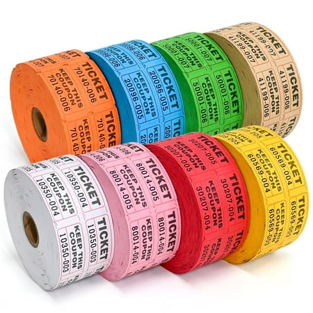 L LIKED 8000 Raffle Tickets 2" x 2" Raffle Tickets Consecutive Numbers for Events,Entry,Class Reward,Fundraiser & Prizes-1000 Tickets Per Roll,8 Rolls