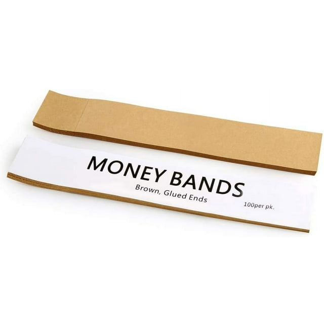 L LIKED Pack of 300 Blank Kraft Paper Money Bands for Cash, Brown Self
