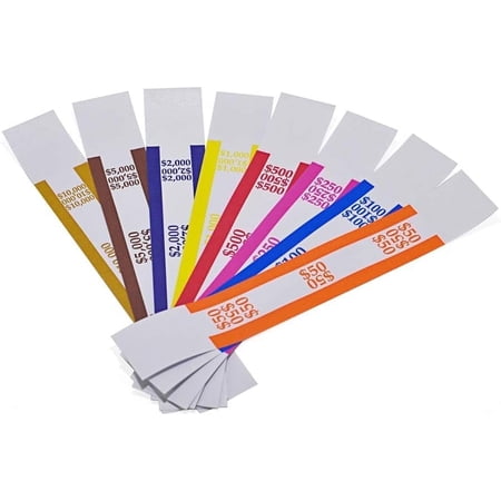L LIKED Pack of 400 Money Band Bundles Self Sealing Currency Straps for Bill Wrappers (50 of Each - 400 Assorted)