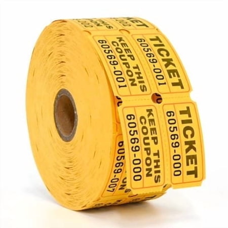 L LIKED Raffle Tickets Double Rolls 1000 per Roll 50/50 Raffle Tickets for Events, Entry, Class Reward, Fundraiser & Prizes(Yellow)