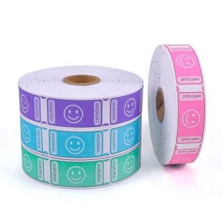 L LIKED Smile Raffle Tickets Roll Each Tickets 1''x2'', for Events, Entry, Class Reward, Fundraiser & Prizes,1000 Tickets/Single Roll -(Purple,Pink,Blue,Green)