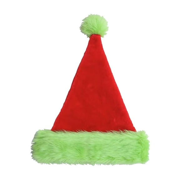 L Large Double Layer Flock Santa Hat With Festive Designs For Adult Holiday Wear