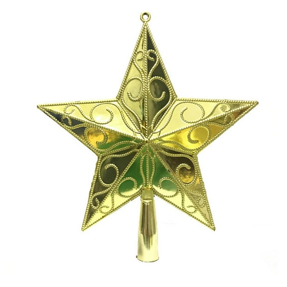 L Large Golden Christmas Tree Topper Star 20Cm For Holiday Festive Tree Decoration