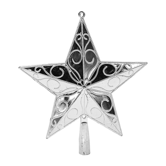 L Large Silver Christmas Tree Topper Star 20Cm For Holiday Festive Tree Decoration