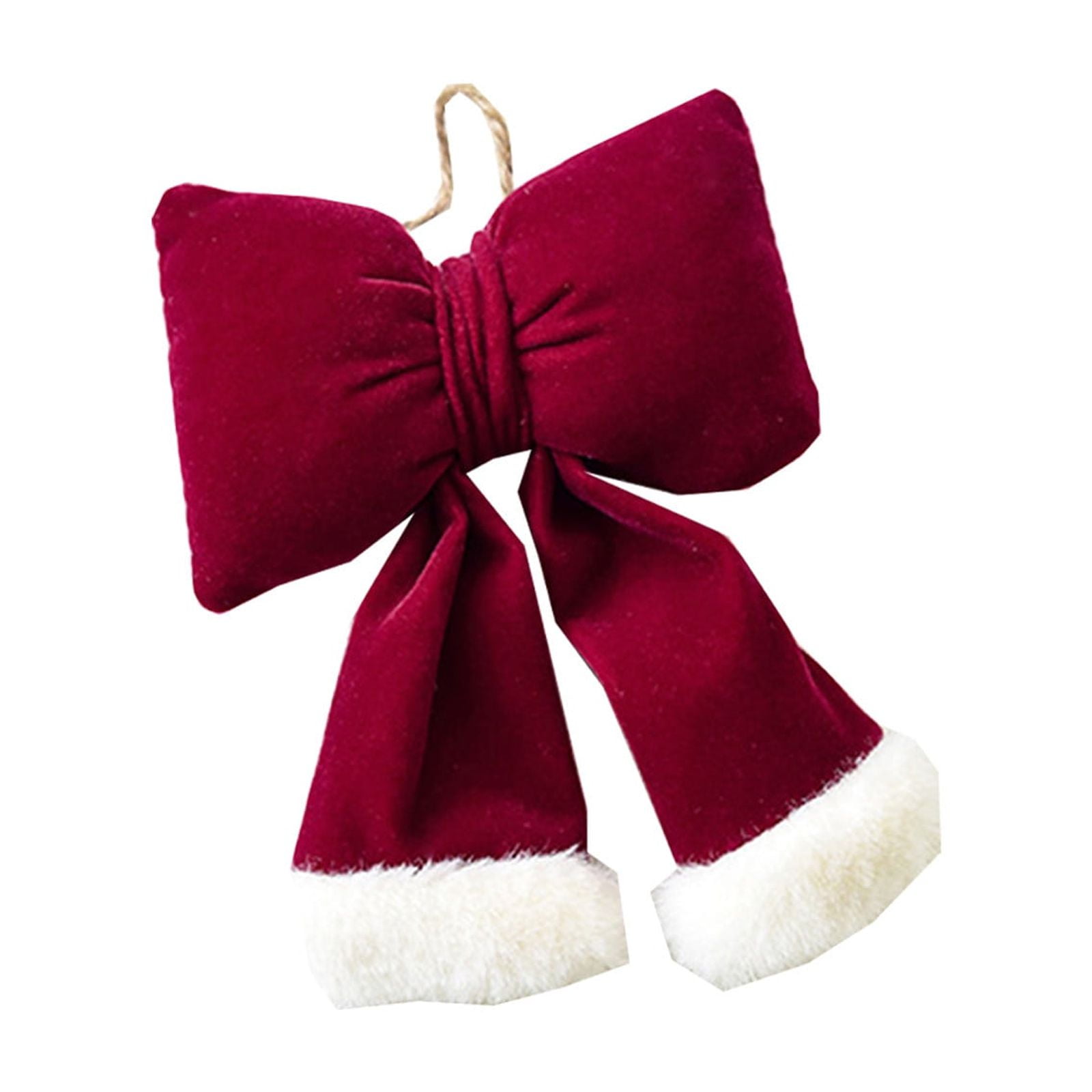 L Large Size Christmas Flocking Bow Hanging Decoration With Red Velvet ...