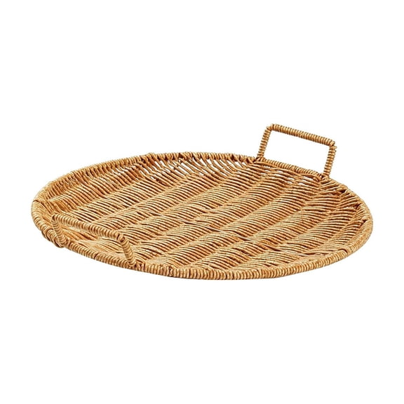L Large Woven Style Storage Tray Imitation Woven Serving Basket Fruit Table