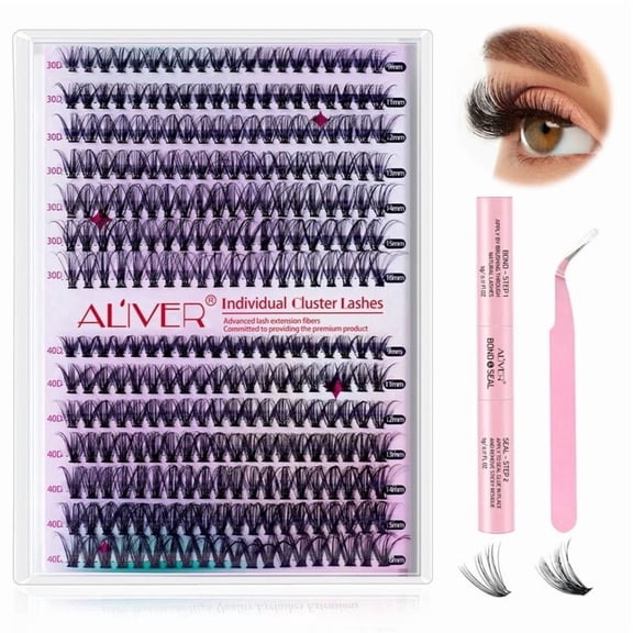 L Lash Extension Kit DIY 280pcs Lash Clusters Eyelash Extension Kit, 9-16mm 30D 40D Individual Lashes Kit with Lash Bond and Seal