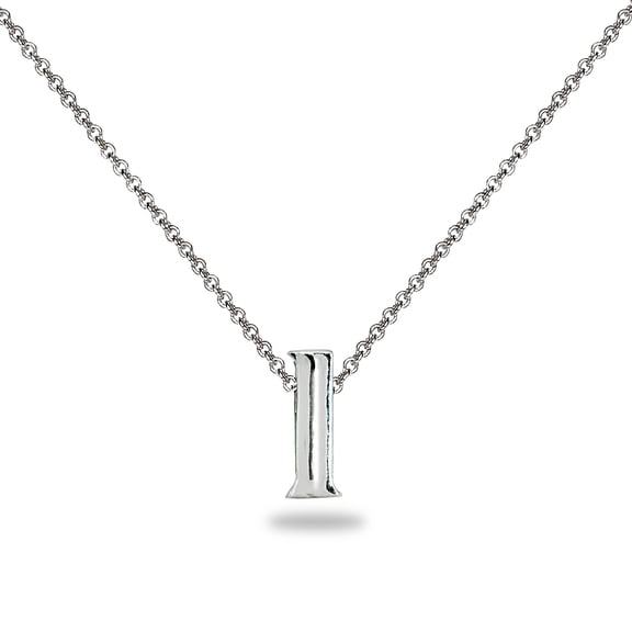 L Letter Initial Alphabet 925 Silver Necklace, 15 inches with extender