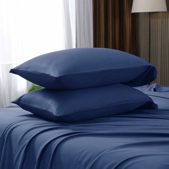 L Linen World King Size Pillowcases,Rayon Derived from Bamboo,Cooling Bed Pillow Cases Set of 2(Bijou Blue,20x40)
