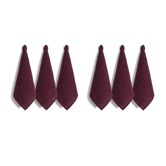 L Linen World Linen Kitchen Towels Set of 6--14 x 28 Inch,100% Linen Decorative Tea/Kitchen Towels,Stone Washed European Flax Linen Dish Towels,Burgundy