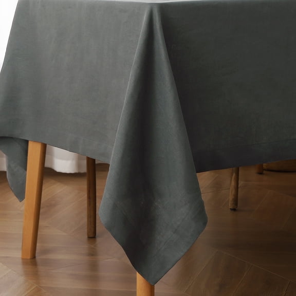 L Linen World Linen Table Cloth,100% Stonewashed 60x120Inch Natural French Flax Table Cloth Jacquard Weave Design Rectangular Table Cloth,Kitchen,Party,Indoor,Grey