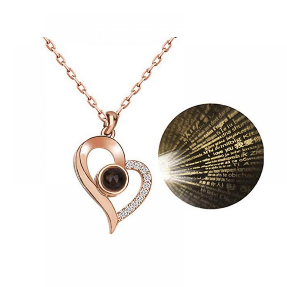 L Love You Necklace 100 Languages Valentines Necklaces for Women