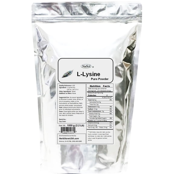 L-Lysine HCL Pure Bulk Powder 1000g (2.2 lb)