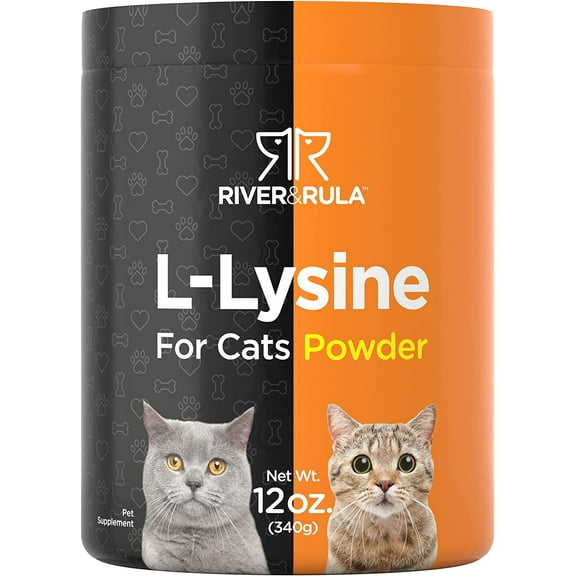 L-Lysine Powder For Cats 500mg | 12oz | Cat Health Supplement | by River & Rula