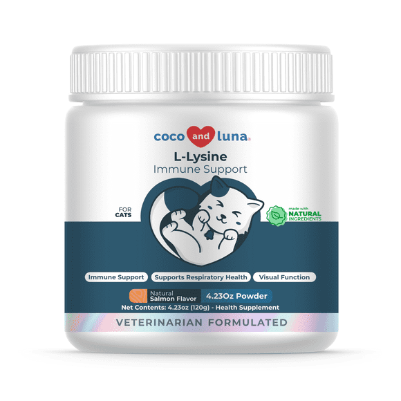 L-Lysine Supplement for Cats 900mg/scoop - Cat Supplement for Sneezing and Runny Nose, Cat Cold, Cat Immune Support, Eye Function, and Respiratory Health  Lysine Powder for Cat 4.23oz