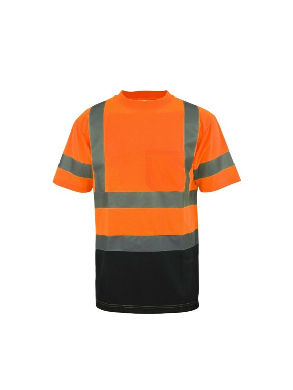 Hi Vis Class 3 T Shirt Reflective Safety Lime Orange Short Sleeve HIGH Visibility, Lime Bottom