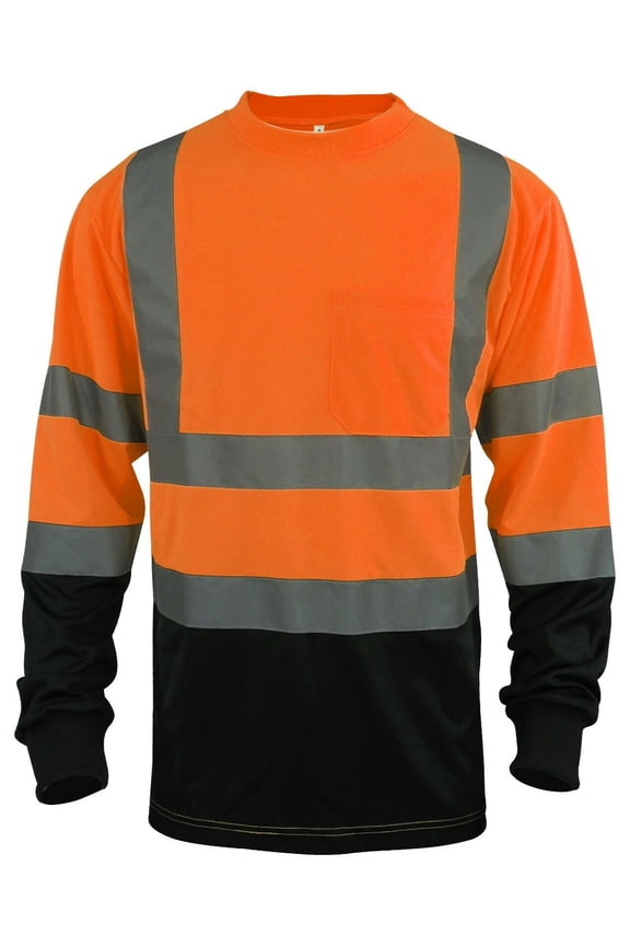 Hi Vis Class 3 T Shirt Reflective Safety Lime Orange Short Long Sleeve HIGH Visibility, Lime Bottom
