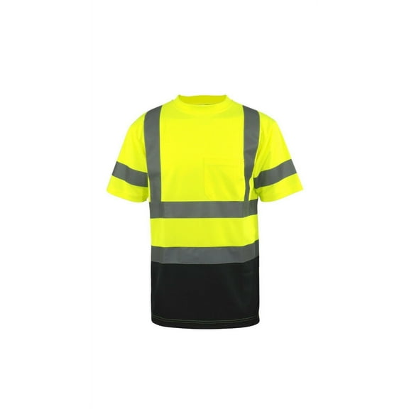 L&M Hi Vis Class 3 T Shirt Reflective Safety Lime Orange Short Long Sleeve HIGH Visibility, Lime Bottom