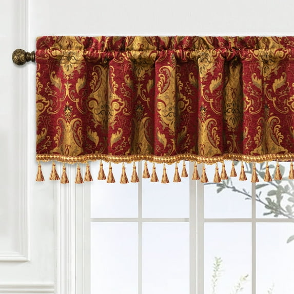 L&M Luxury Window Valance for Living Room,Damask Curtain Valance with Rod-pocket, 54"x18"